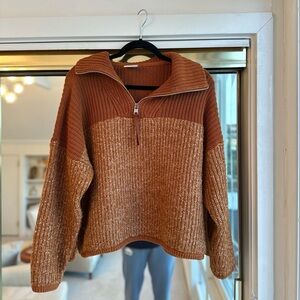 Varley Willard Knit Half Zip Sweater in Caramel Cafe Size XS